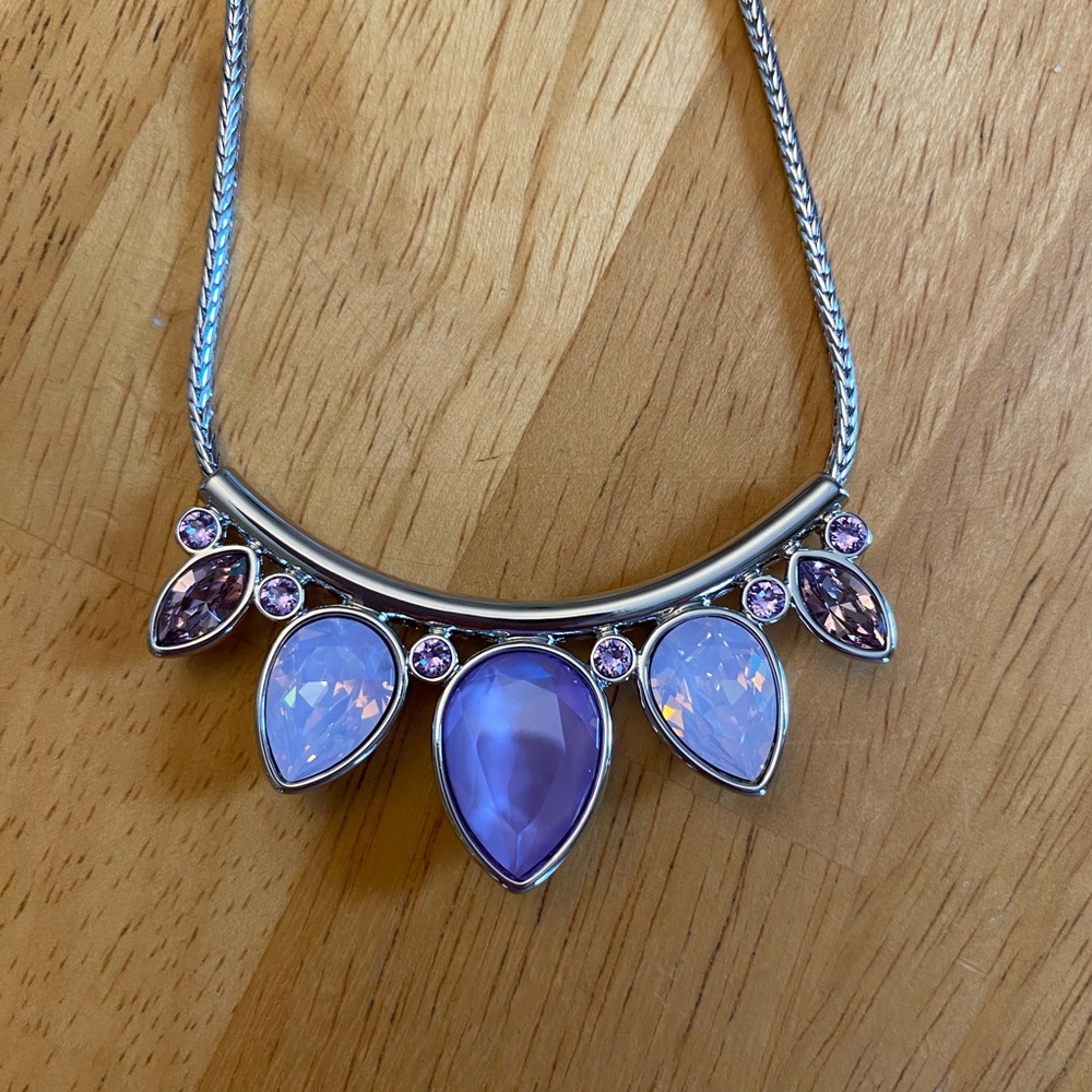 NIB! Touchstone Crystal Necklace pink and purple stones - Picture 3 of 4